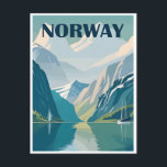 Postal Noruega viaje vintage invierno cruceros europa<br><div class="desc">vintage,  retro,  travel,  moderno,  acuarela,  clásico,  ilustracion,  Noruega,  invierno,  crucero, </div>