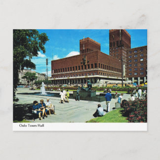 Postal Noruega vintage, ayuntamiento de Oslo
