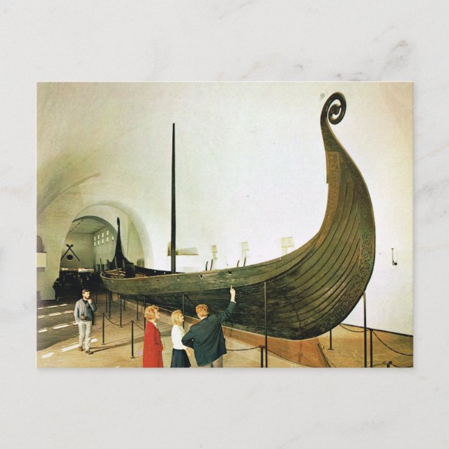 Postal Noruega vintage, barco Gokstad (Anverso)