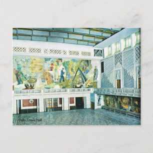 Postal Noruega vintage, interior del ayuntamiento de Oslo