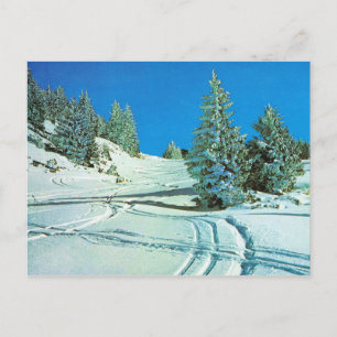 Postal Noruega vintage, invierno en las montañas