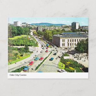 Postal Noruega vintage, Oslo City Center, alrededor de lo