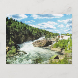 Postal Noruega vintage, salto de Salmon