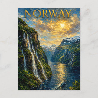 Postal Norway: Majestic Fjord Sunset Art Souvenir
