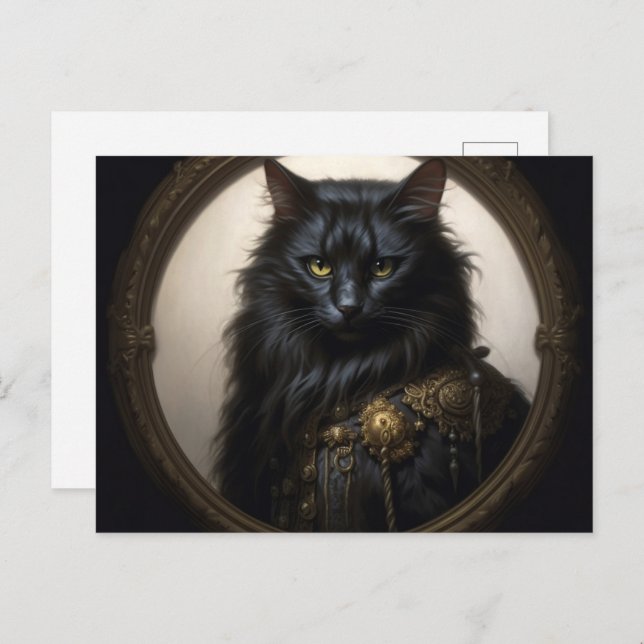 Postal Norwegian Forest black Cat (Anverso / Reverso)