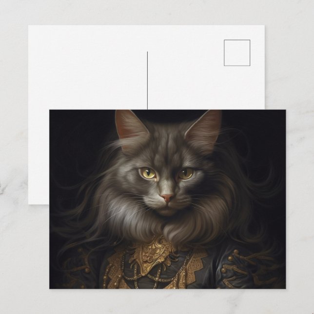Postal Norwegian Forest black Cat (Anverso / Reverso)