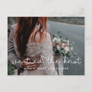 Postal Nos atamos la foto del boda de escritura Cute