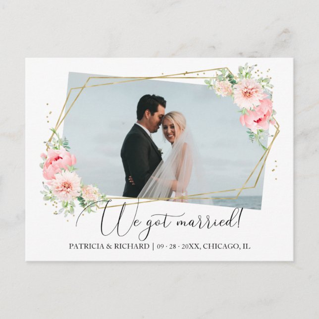 Postal Nos Casamos Anuncio de Huida Floral (Anverso)