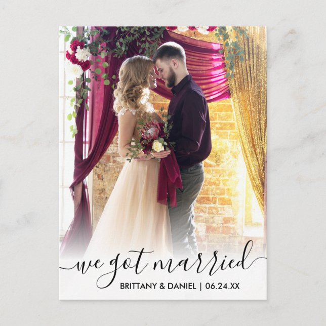 Postal Nos casamos con la fotografía de superposición de  (Anverso)