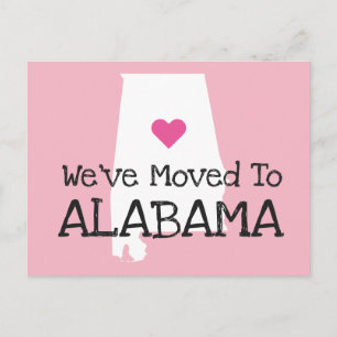 Postal Nos hemos mudado a Alabama Corazón Rosa