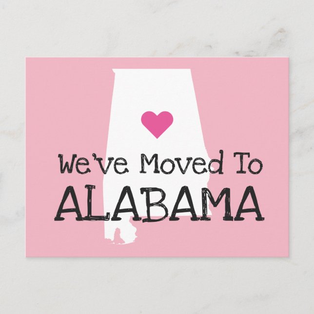 Postal Nos hemos mudado a Alabama Corazón Rosa (Anverso)