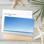 Postal Nos hemos mudado a casa de playa nueva dirección F<br><div class="desc">Hermoso cambio de dirección de tarjetas de mudanza de casa de playa. Comparte tu nueva dirección junto al mar con amigos y familiares usando esta hermosa fotografía del océano en una postal de la invitación en movimiento de la isla. Nos hemos mudado a Florida u otro pueblo tropical costero.</div>