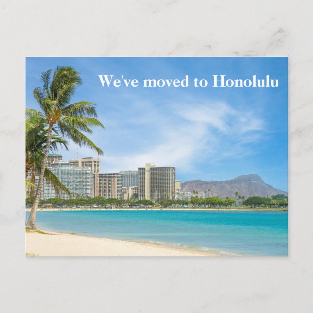 Postal Nos hemos mudado a Honolulu Beach Photo Personaliz (Anverso)