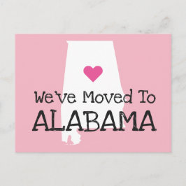 Postal Nos hemos mudado al corazón rosado de Alabama