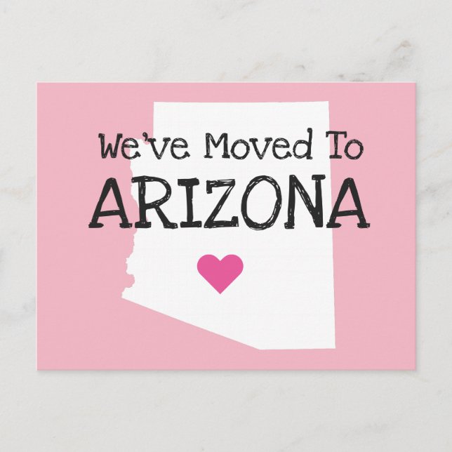 Postal Nos hemos mudado al corazón rosado de Arizona (Anverso)
