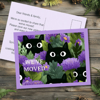 Postal Nos hemos mudado Anuncio de mudanza Gato negro Púr