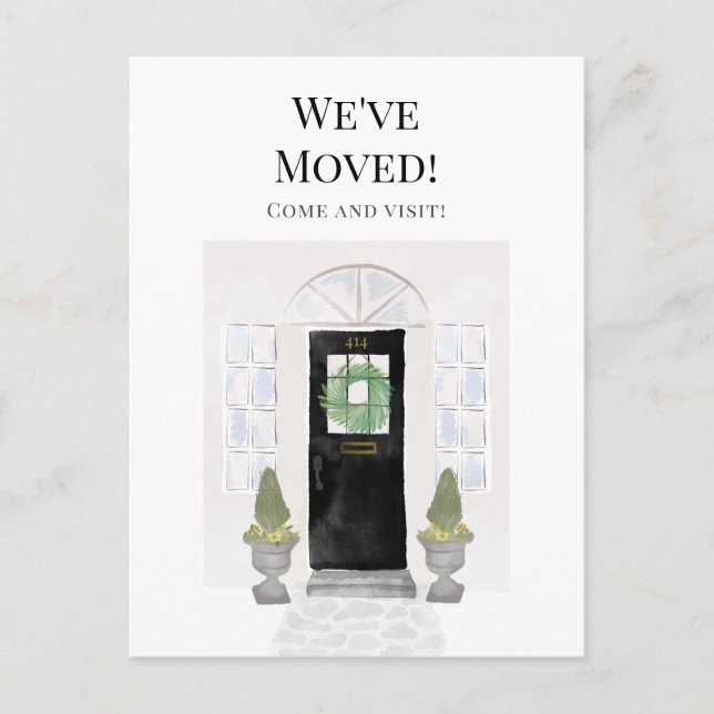 Postal Nos hemos mudado de nuevo hogar acuarela puerta ne (Anverso)