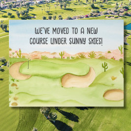 Postal Nos hemos mudado Desert Golf Course Acuarela