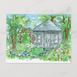Postal Nos hemos mudado la acuarela de la casa Daffodil