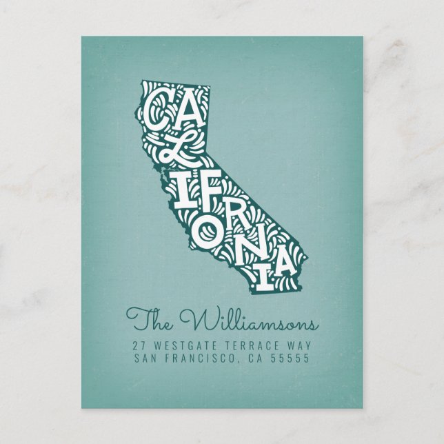 Postal Nos hemos mudado | Nueva dirección | California (Anverso)