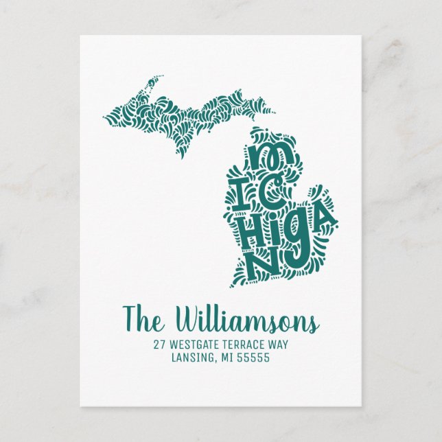 Postal Nos hemos mudado | Nueva dirección | Míchigan (Anverso)