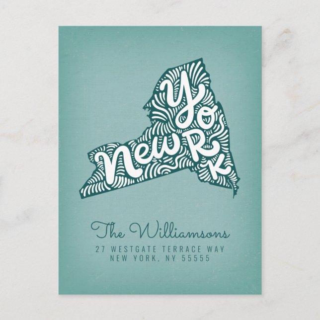 Postal Nos hemos mudado | Nueva dirección | Nueva York (Anverso)