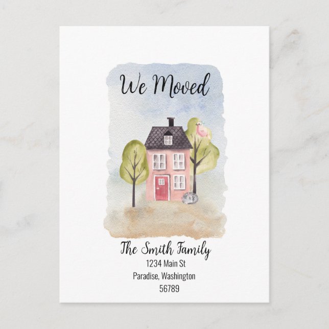 Postal "Nos mudamos" (Anverso)