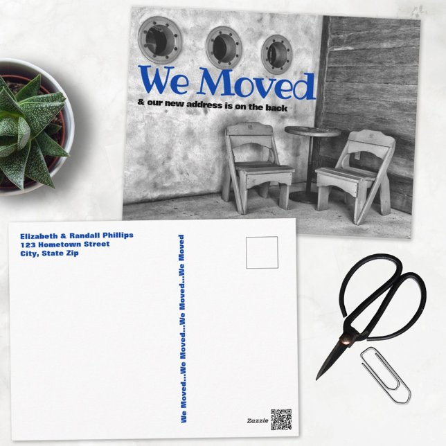 Postal Nos Mudamos Anuncio Monocromo Sillas Adirondack (Subido por el creador)