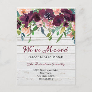 Postal Nos Mudamos Cambio de Dirección Floral Nueva Casa