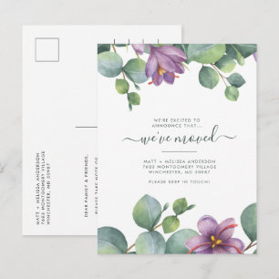 Postal Nos Mudamos Eucalipto Foliage Morado Mudanza