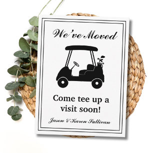 Postal Nos Mudamos Silueta de Carrito de Golf Elegante Nu