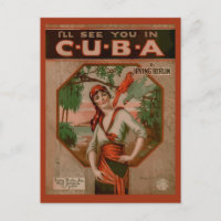 Nos vemos en Cuba, portada de música de hojas retr
