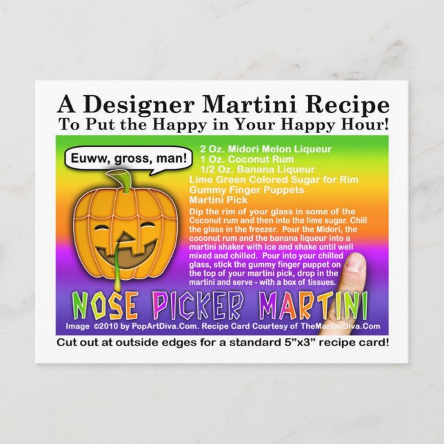 Postal Nose Picker Halloween Martini Postcard (Anverso)