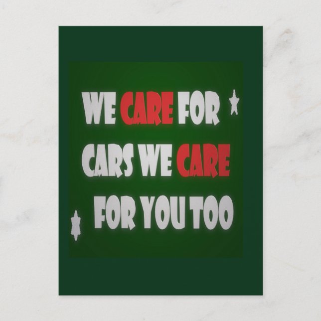 Postal Nosotros Cuidamos Al Poster De Autos (Anverso)