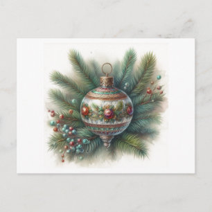 Postal Nostalgia del Viejo Mundo con Adorno Navideño de P