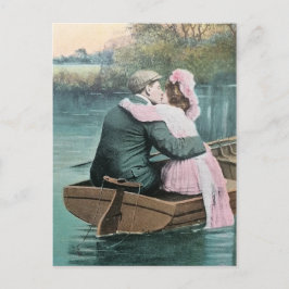 Postal Nostalgia Vintage Verdadero Beso de Amantes