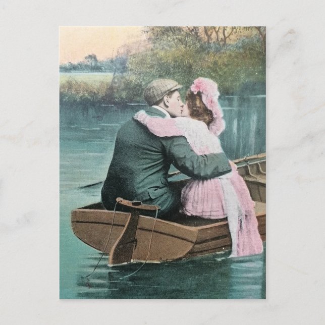 Postal Nostalgia Vintage Verdadero Beso de Amantes (Anverso)