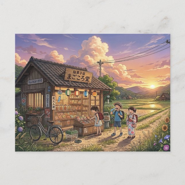 Postal Nostalgic Japanese Dagashiya Candy Store - Anime S (Anverso)