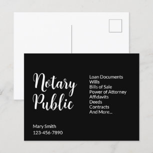 Postal Notario público Black White Name Business Services