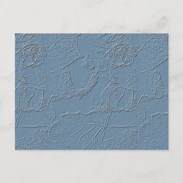 Postal Note card in blue abstract leaf nature design  (Anverso)