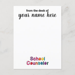 Postal Notecards, consejero escolar personalizado