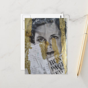 Postal Noticias de primera plana dama negra blanca collag
