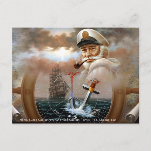 Postal NOTICIAS y capitán del mapa/ancla o capitán de mar (Anverso)