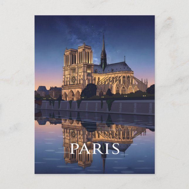 Postal Notre Dame Cathedra Paris Francia (Anverso)