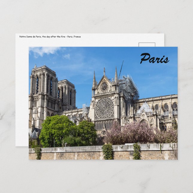 Postal Notre Dame de París, el día después del incendio d (Anverso / Reverso)