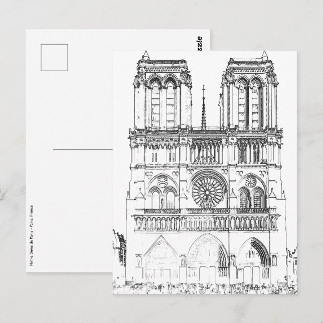 Postal Notre Dame de París - París, Francia (Anverso / Reverso)
