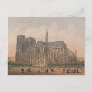 Postal Notre Dame, Litografía de París por Charles Rivièr