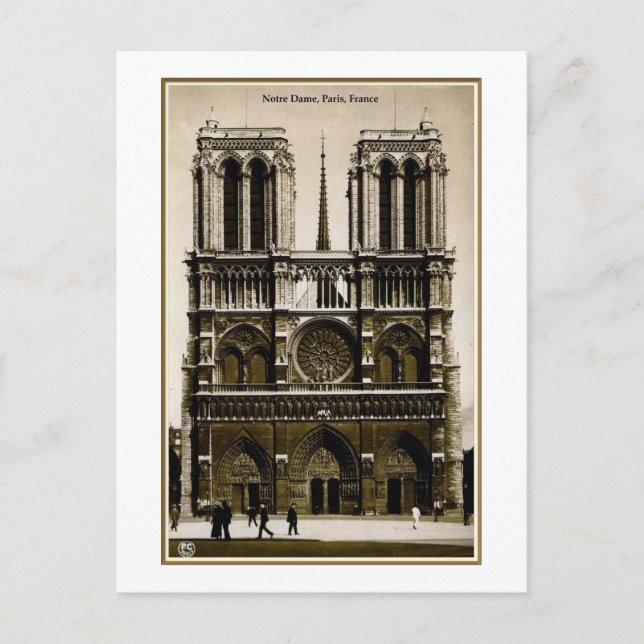 Postal Notre Dame, París, Francia, Vintage (Anverso)