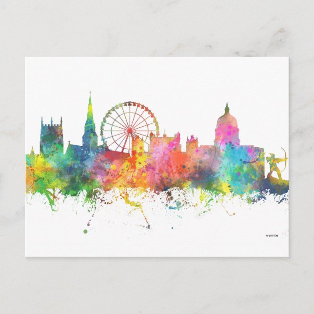 POSTAL NOTTINGHAM ENGLAND SKYLINE (Anverso)