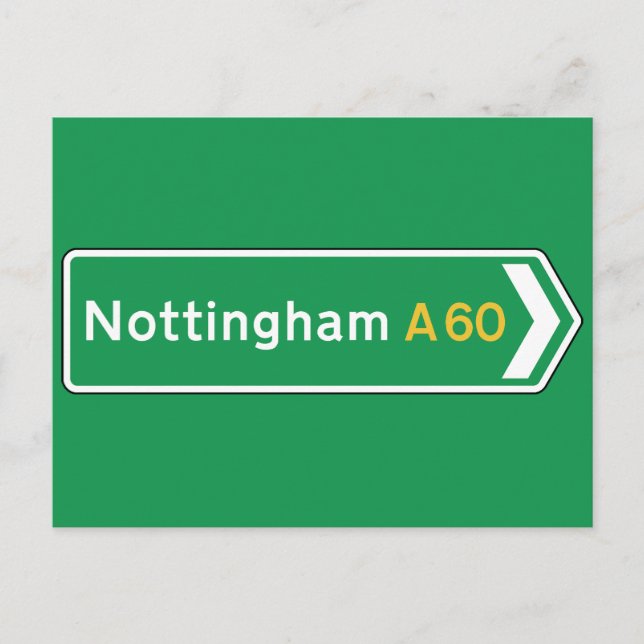 Postal Nottingham, Rótulo de carreteras del Reino Unido (Anverso)